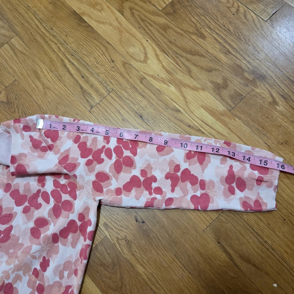 Ann Taylor Pink and White Splash 3/4 Sleeve Cardigan Silk Blend Size M - Picture 6 of 9